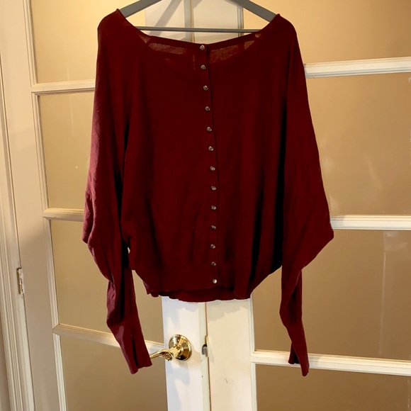 All Saints Burgundy Cowl Neck Sweater - Picture 2 of 5